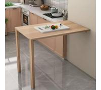 Tavolo pieghevole salvaspazio da parete, 75 x 30 cm, colore legno originale, versatile, per cucina e scrivania, design robusto in legno per piccoli spazi, facile installazione