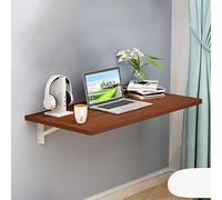 tavolo pieghevole semplice, Tavolo pieghevole da parete con ribaltina, scrivania galleggiante in legno massello for laptop, tavolo da lavoro multifunzionale for cucina e pranzo(Teak Color,90*50cm/35*2