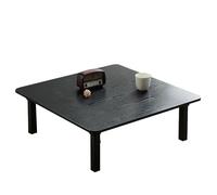 Tavolo pieghevole - Tavolo basso rotondo e quadrato in legno | Tavolo da pavimento Chabudai | Tavolo da caffè e da pranzo pieghevole compatto | Stile Tatami | Salvaspazio (quadrato, nero, 70 cm)