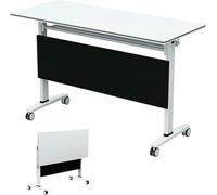 Tavolo pieghevole, tavolo da conferenza pieghevole da 2 pezzi con ruote bloccabili, tavoli da riunione portatili per ufficio, aula e sala conferenze, altezza regolabile, design salvaspazio