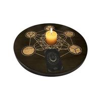 Tavolo planchette in legno-disco rituale di quercia 23x23cm, tabella di meditazione incisa, stile decorativo con roulette a doppia faccia | Altar Spiritual Altar Board per cristalli, lavoro energetico