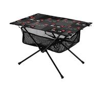 Tavolo portatile da campeggio con simpatico gatto nero cartone animato robusto tavolo da spiaggia portatile con borsa per il trasporto per barbecue partito campeggio