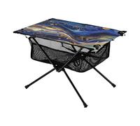Tavolo portatile da campeggio, Surrealismo, un vasto fiume di stelle blu e dorate, estensibile, forniture per vacanze al mare, con borsa portaoggetti per pranzare, escursionismo, pesca