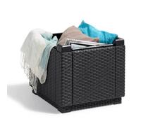 Tavolo Pouf ALLIBERT GARDEN con cuscino e contenitore integrato - Grafite in rattan intrecciato