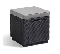 Tavolo pouf da giardino Keter - ALLIBERT by KETER - Cubo con cuscino - Grigio grafite - 47,1 L