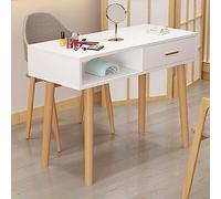 Tavolo professionale per nail art con cassetto, elegante piano in finto marmo, gambe in legno massello, 100 x 40 x 78 cm, banco da lavoro per tecnici delle unghie, ideale per saloni e uso domestico