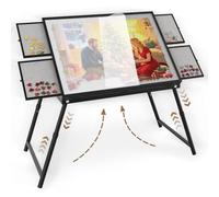 Tavolo puzzle da 1500 pezzi, tavolo puzzle pieghevole 3 in 1 con coperchio, altezza 45,7 cm e 71,1 cm, inclinazione a 5 angoli, struttura in metallo, tavoli puzzle portatili cassetti e gambe per tutte