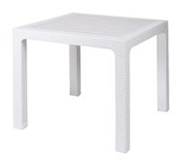 Tavolo quadrato da esterno, effetto rattan, 80x80 cm, bianco, Esté