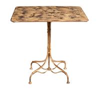 Tavolo Quadrato Ferro Battuto 80x80x76 Crema Giardino Esterno Rustico Arredo