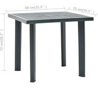 Tavolo quadrato in plastica da Giardino 80x75H72cm gambe smontabili BIANCO/verde