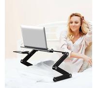 Tavolo Regolabile per Laptop con Vassoio Laterale e Ventole (BLACK) | Lega di alluminio resistente, garantisce un utilizzo stabile, perfetta per la colazione a letto, design per la dissipazione
