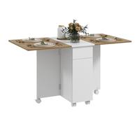 Tavolo Rettangolare Allungabile con Armadietto e Cassetti 140x76x74 cm Bianco e Color Legno