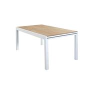 Tavolo Rettangolare Allungabile in Alluminio Bianco E Polywood Marrone 200/300 X 100 da Esterno Giardino, per Ristorante