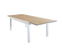 Tavolo Rettangolare Allungabile in Alluminio Bianco E Polywood Marrone 200/300 X 100 da Esterno Giardino, per Ristorante