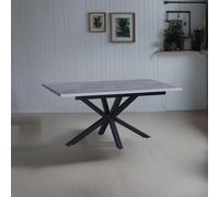 Tavolo rettangolare allungabile Rob con piano cemento e gambe in metallo nero