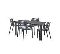 Tavolo rettangolare Ercole 170x100 e 4 Sedie Sunset antracite S-c-a-b- Set da Giardino piscina terrazzo esterni o interni Made in Italy