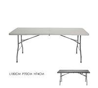 Tavolo Rettangolare Pieghevole Multifunzione 180x70x74 cm - Bianco e Nero
