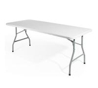 Tavolo rettangolare robusto pieghevole per catering, campeggio, giardino, cm.180x70x78h, salva spazio, colore bianco