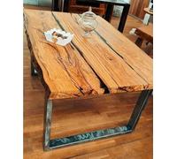 Tavolo | rettangolare | stile industriale | Ulivo Massello | Design | Legno Naturale | resina | Made in Italy | Gambe in ferro
