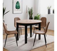 Tavolo rotondo allungabile Coburg 100 in piano quercia e struttura nera 100x76x1