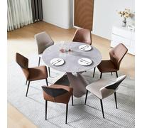 Tavolo rotondo allungabile per sala da pranzo, moderno, ovale, regolabile, per sala da pranzo e cucina, design salvaspazio
