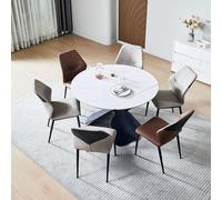 Tavolo rotondo allungabile per sala da pranzo, moderno, ovale, regolabile, per sala da pranzo e cucina, design salvaspazio
