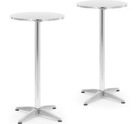 Tavolo rotondo, alto, pieghevole, diametro 60 cm, 115 cm, argento - 2 pezzi.
