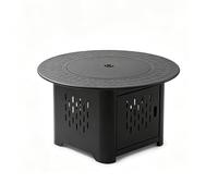 Tavolo Rotondo Con Braciere E Stufa In Acciaio Laminato A Freddo | Braciere da esterno a legna per riscaldamento, barbecue e momenti di relax; tavolo con braciere giardino(100CM)