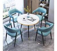 Tavolo rotondo da conferenza con 4 sedie, ideale per la hall dell'hotel o le aree di accoglienza, elegante tavolo da negoziazione e posti a sedere per 4 persone, colore blu, perfetto per eventi