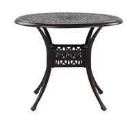 Tavolo Rotondo da Giardino Stile Vintage Alluminio Marrone Scuro ø 90 cm