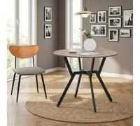 Tavolo Rotondo da Pranzo Cucina Legno/Acciaio 90x76 cm Nero/Marrone DecHome