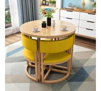 Tavolo Rotondo Da Pranzo Moderno, Set Tavolo E 4 Sedie, Per Sala Da Pranzo E Cucina, 80 Cm