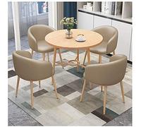 Tavolo rotondo da ufficio reception tavolo da cucina sedia S in pelle PU sedia club lounge area 1 tavolo e 4 sedie 80 cm tavolo rotondo in legno massello adatto per salotto, soggiorno, ufficio (colore