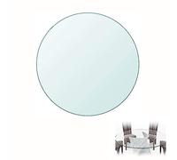 Tavolo rotondo in vetro temperato trasparente, 35,5 cm, resistente, con bordo arrotondato, superficie versatile in vetro e specchio, per uso domestico ed esterno
