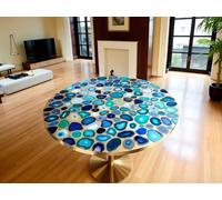 Tavolo Rotondo Moderno In Agata Blu Da 36" Per Decorazione Centro Cucina