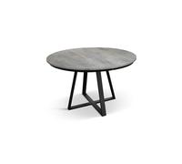 Tavolo rotondo PANTELLERIA in legno effetto grigio cemento con base a X in metallo antracite, allungabile ⌀120 cm - ⌀170 cm