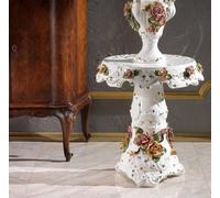 Tavolo Rotondo per Salone Ingresso Ceramica Capodimonte Tavolino Bianco Shaby Ch