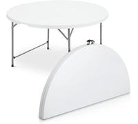 Tavolo rotondo pieghevole, 122/180 cm, diametro 180/122 cm x altezza 74 cm, robusto e compatto, ideale per interni/esterni, ricevimento, giardino, campeggio, resistente e facile da riporre (120 cm)