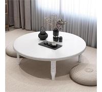 Tavolo rotondo pieghevole - Tavolino basso in stile giapponese 70 cm bianco tavolo da pavimento per sedersi, tavolino da tè compatto per soggiorno e esterni, design salvaspazio