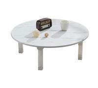Tavolo rotondo pieghevole - Tavolo basso giapponese per caffè e pranzo piccola scrivania per camera da letto, finestra a bovindo e sala da tè, tavolo Kang per la casa, motivo marmo bianco, 80 x 30 cm