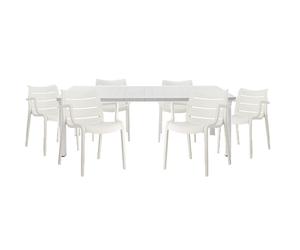 Tavolo S-c-a-b- PER3 Estensibile max 220cm Grande 6 Sedie Sunset bianco lino Im