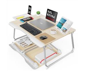Tavolo, SAIJI vassoio per computer portatile, grande scrivania, con leggio, cassetto, supporto per telefono, poggiapolsi pieghevole, vassoio per computer portatile, per imparare, woking, mangiare,