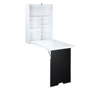 Tavolo Scrivania Pieghevole a Muro 60x88,5x146,5 cm Bianco e Nero
