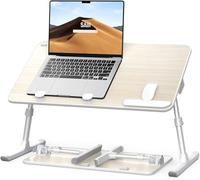 Tavolo, scrivania, SAIJI Supporto regolabile per laptop, tavolo per vassoio da letto, 5 altezze, 4 angolazioni, stabile scrivania pieghevole per divano letto, laptop fino a 17'' (60 * 33cm Teak)