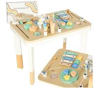 Tavolo sensoriale Montessori con Tante attività in Legno, Xilofono, Labirinto di Perline, formine, Numeri, Lettere - Giocattoli educativi montessoriani per Bambini (Verde)