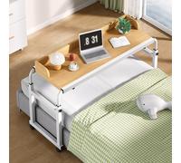 Tavolo Servitore Per Letto,tavolino Da Divano Per Pc Scrivania Laptop Tavolino Da Letto Regolabile Overbed Table Tavolino Con Ruote(Color:Legno+)