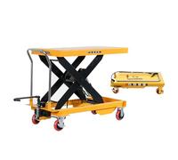 Tavolo Sollevatore, Carrello Elevatore a Forbice Singola, Piattaforma Elevatrice Idraulica Manuale, Carrello Mobile con Ruote Antiscivolo, per Officina e Magazzino,2000kg