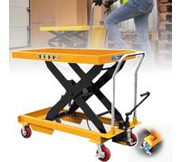 Tavolo sollevatore manuale idraulico - Piattaforma mobile con ruote universali e cilindro dell'olio impermeabile per magazzino, officina, uso domestico, resistente e versatile