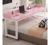Tavolo sopra Il Letto, Carrello sopra Il Letto, Scrivania Portaoggetti, Ampia Scrivania da Studio, Scrivania ad Angolo, Mobile Studio Porta PC con Ruote, Tas(Size:W60CM,Color:White Shelf-Pink)