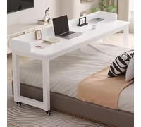 Tavolo sopra Il Letto, Carrello sopra Il Letto, Scrivania Portaoggetti, Ampia Scrivania da Studio, Scrivania ad Angolo, Mobile Studio Porta PC con Ruote, Tastiera Scorrevole Postazioni da Lavoro